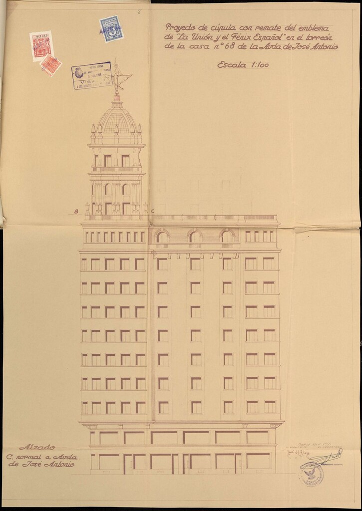 Miniatura de Proyecto de cúpula del edificio La Unión y el Fénix, Gran Vía 68