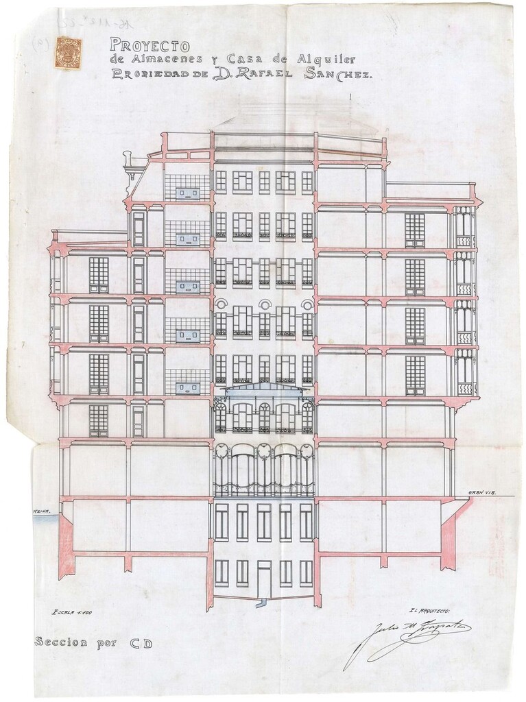 Miniatura de Sección del proyecto de construcción del edificio Gran Vía 16