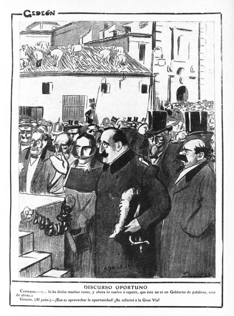 Miniatura de Caricatura de Canalejas en la inauguración de las obras de la Gran Vía