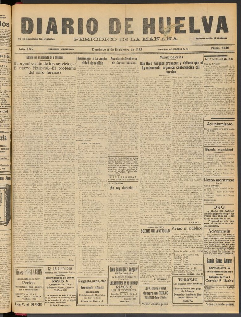 Miniatura de Diario de Huelva : periódico independiente del 11 de diciembre de 1932
