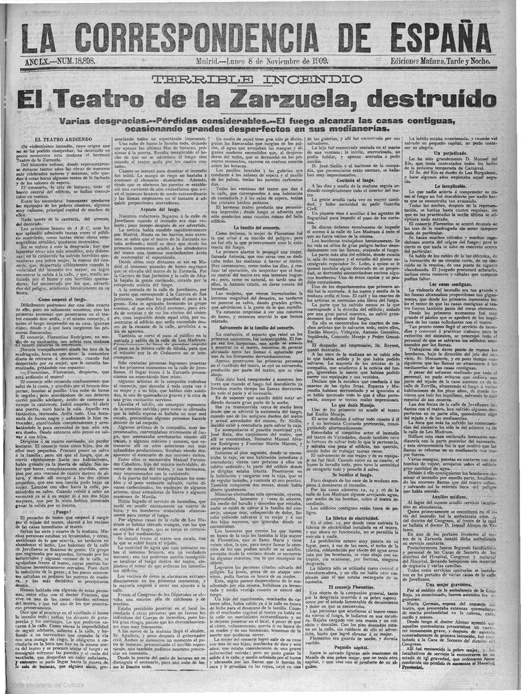 Miniatura de Incendio en el teatro de la Zarzuela