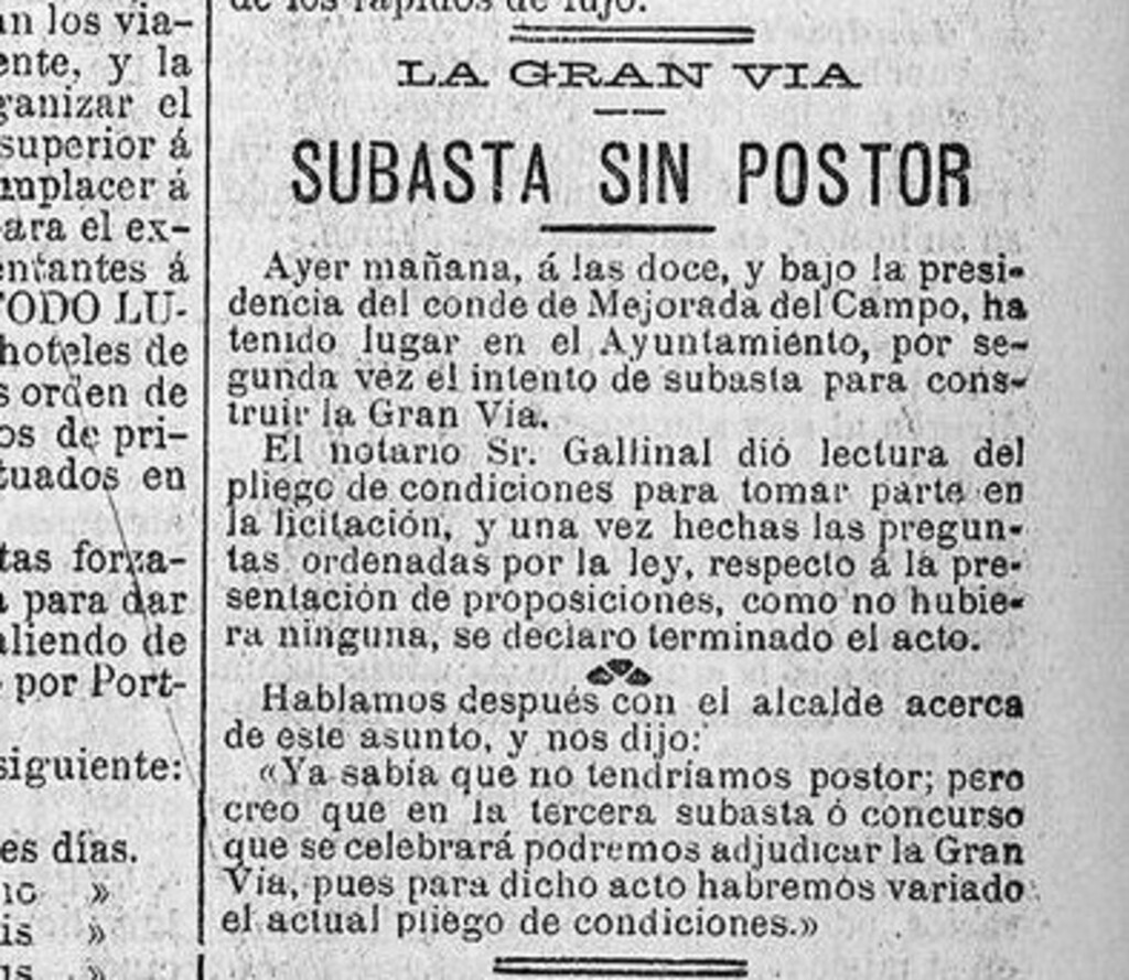Miniatura de Ausencia de postores en la segunda subasta de la Gran Vía