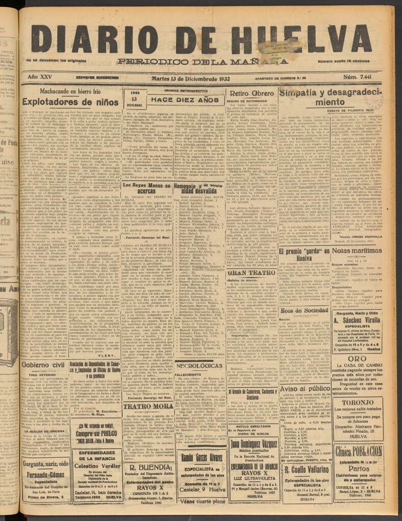 Miniatura de Diario de Huelva : periódico independiente del 13 de diciembre de 1932