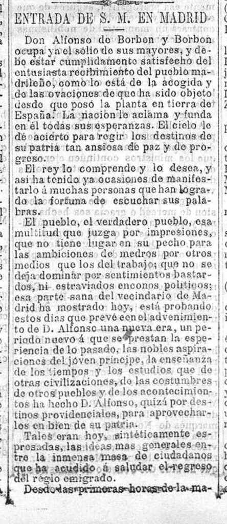 Miniatura de Clamorosa llegada de Alfonso XII a Madrid