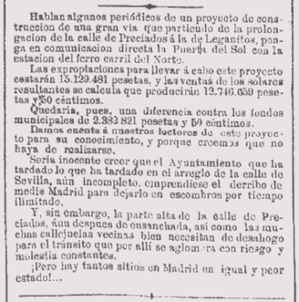 Miniatura de El proyecto de ampliación de la calle Preciados