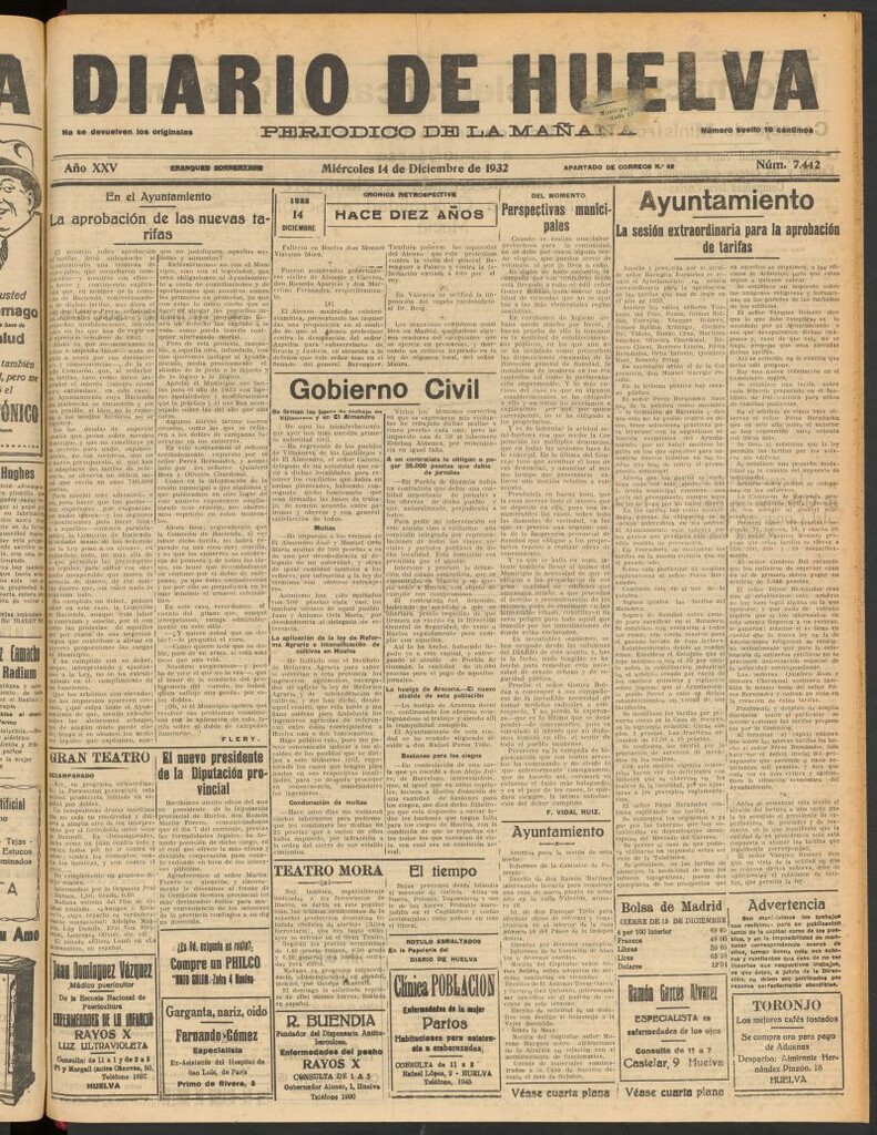 Miniatura de Diario de Huelva : periódico independiente del 14 de diciembre de 1932