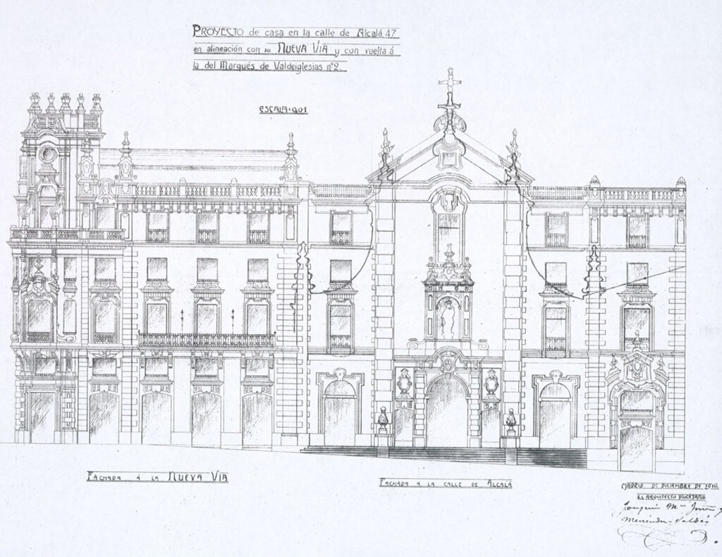 Miniatura de Expediente promovido por Don Donato Giménez, párroco de San José, interesando reformar la fachada de la iglesia y construir una casa de nueva planta en el solar adosado a la misma. Calle Alcalá 47 y Marqués de Valdeiglesias 2