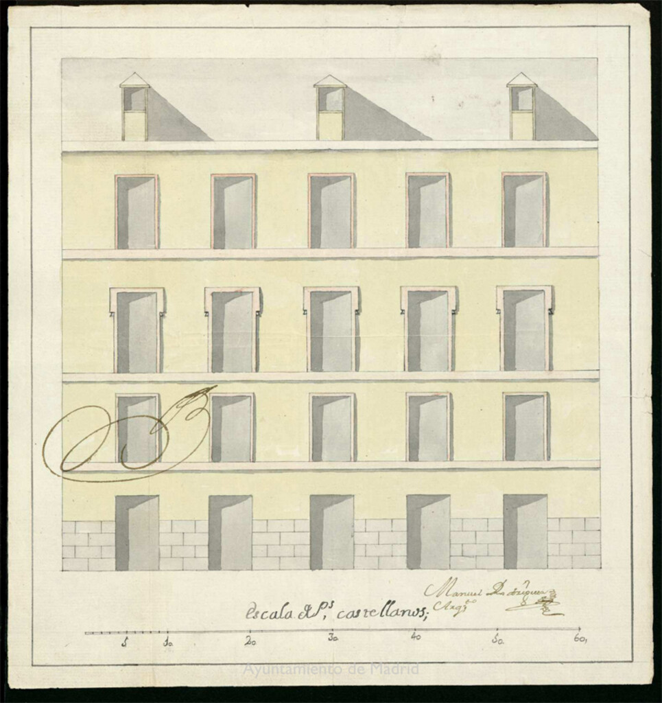 Miniatura de Licencia a Don Bernardo Mitarte por Don Eugenio de Mena para edificar en la calle Angosta de San Bernardo (hoy Aduana)