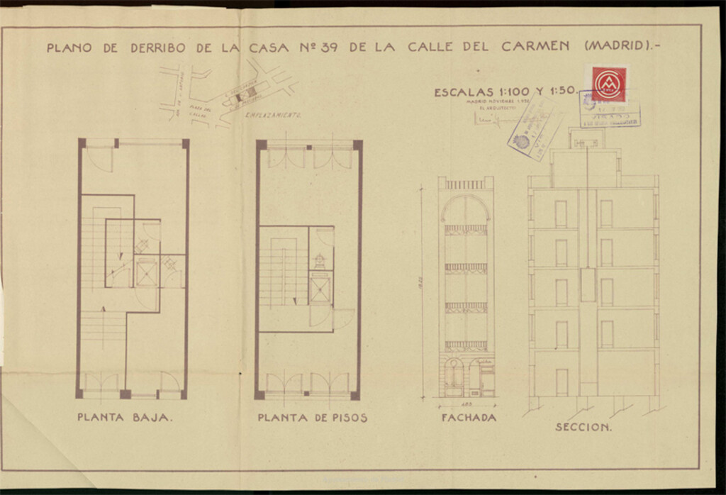Miniatura de Solicitud de derribo de la finca situada en el número 39 de la calle del Carmen para la ampliación de Galerías Preciados