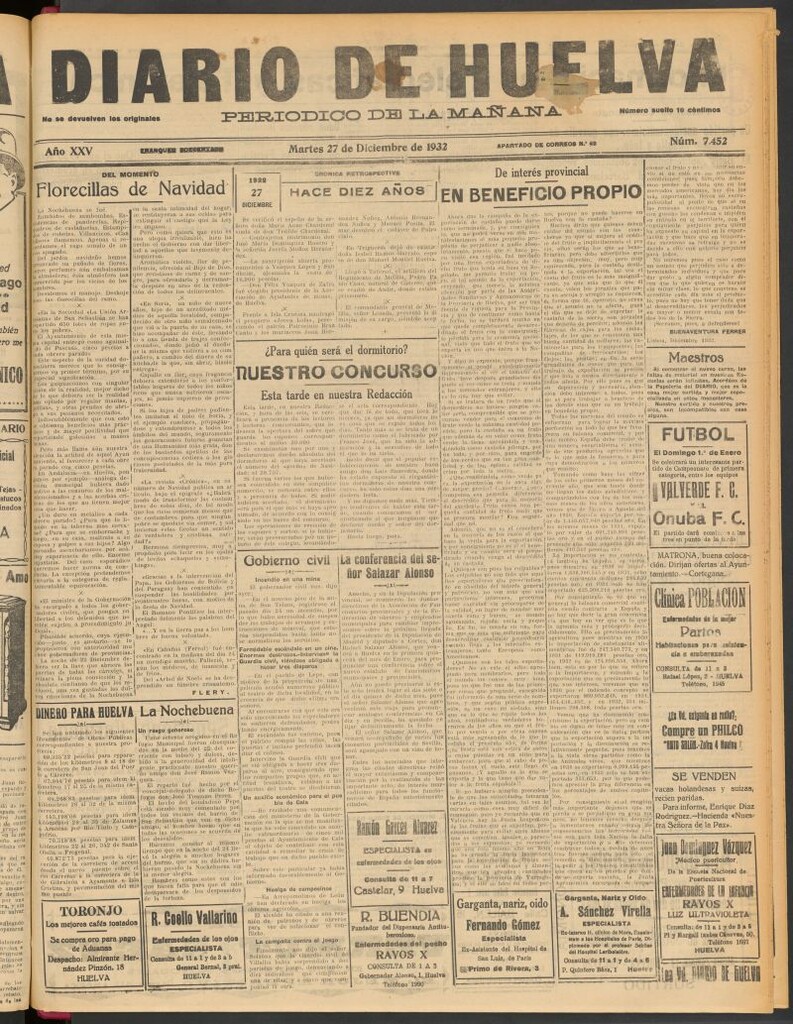 Miniatura de Diario de Huelva : periódico independiente del 27 de diciembre de 1932
