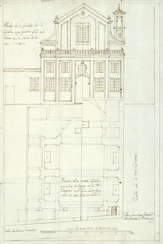 Miniatura de Licencia a Don Leopoldo Gerónimo Puig, administrador del hospital de San Luis Rey de Francia, para levantar una pared en la calle de Jacometrezo