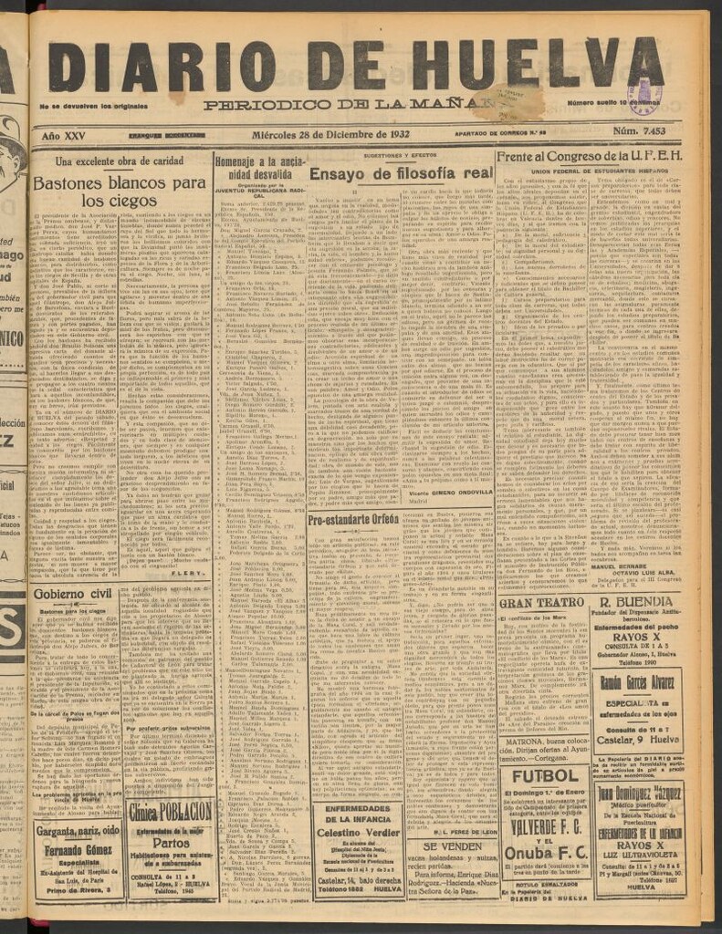 Miniatura de Diario de Huelva : periódico independiente del 28 de diciembre de 1932