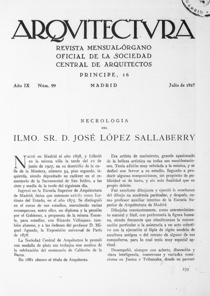 Miniatura de Necrológica del Ilmo. Sr. D. José López Sallaberry