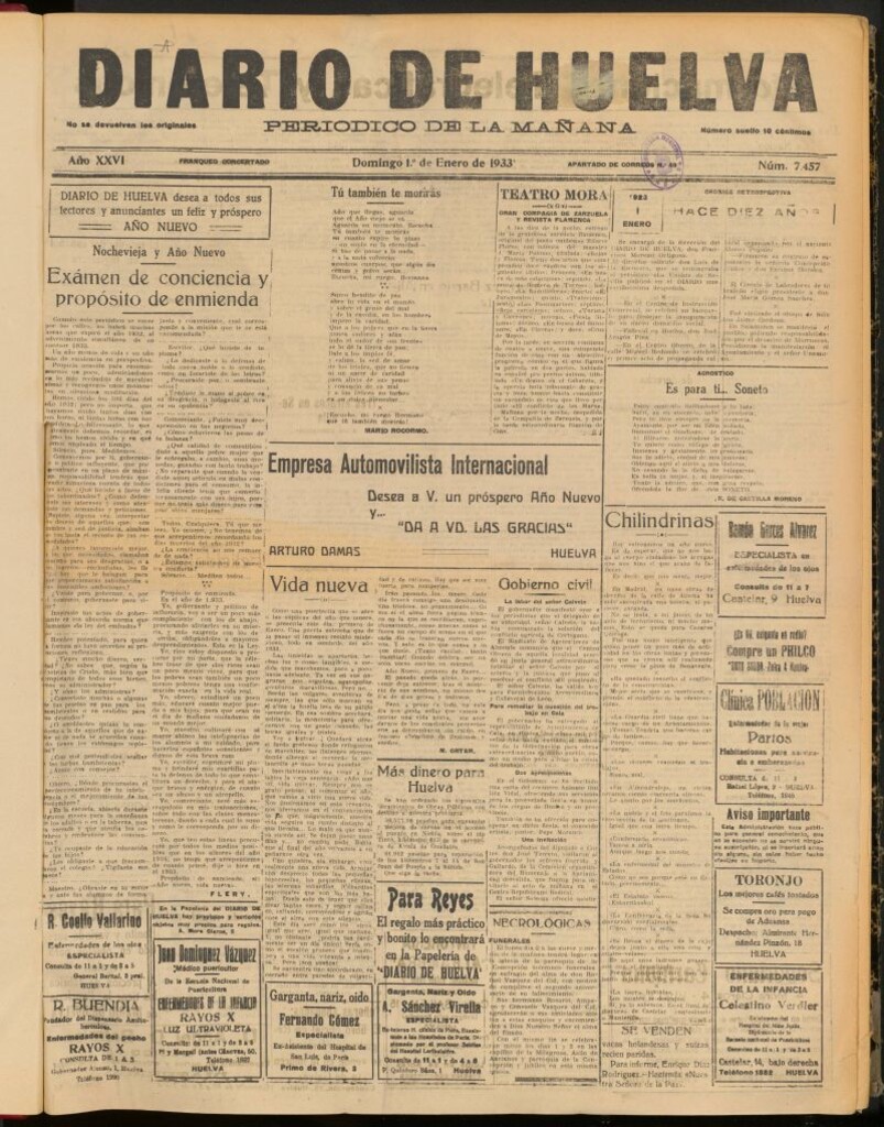 Miniatura de Diario de Huelva : periódico independiente del 1 de enero de 1933