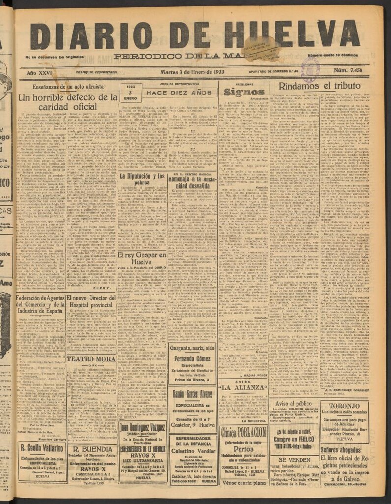Miniatura de Diario de Huelva : periódico independiente del 3 de enero de 1933