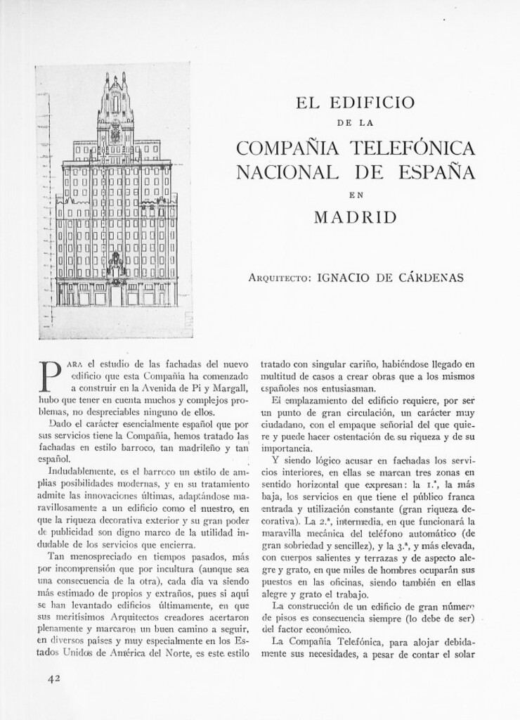 Miniatura de El edificio de la Compañía Telefónica Nacional de España en Madrid