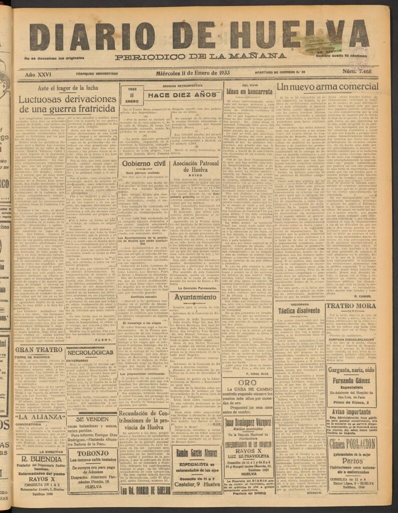 Miniatura de Diario de Huelva : periódico independiente del 11 de enero de 1933