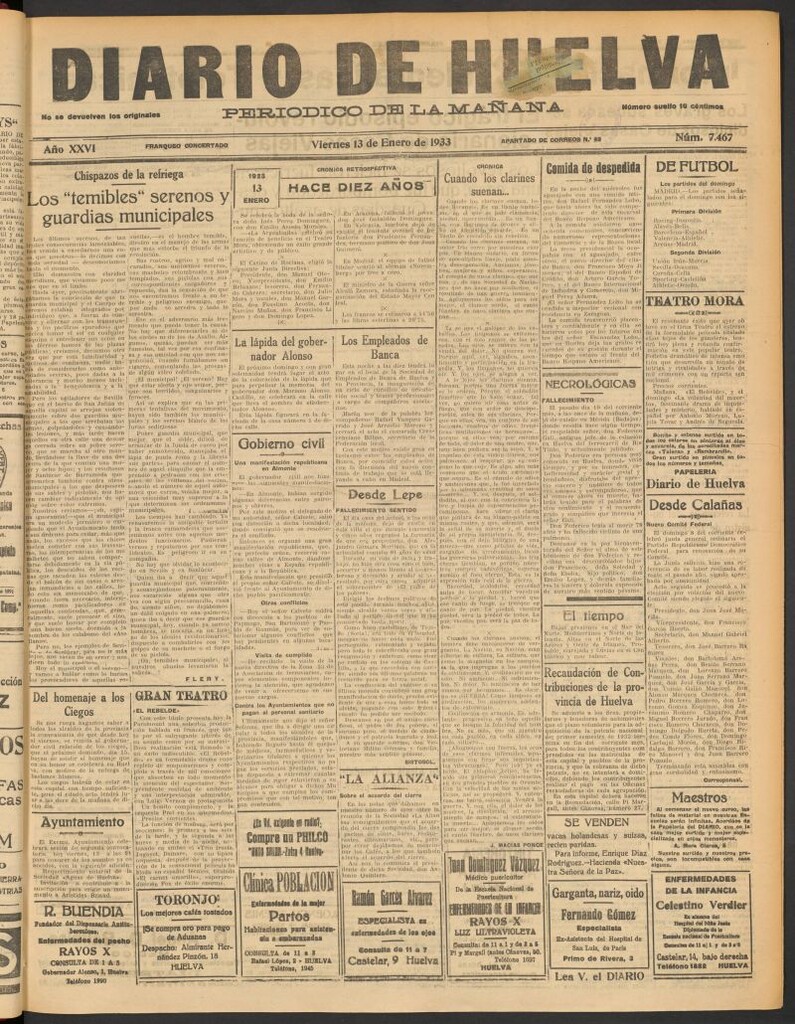 Miniatura de Diario de Huelva : periódico independiente del 13 de enero de 1933