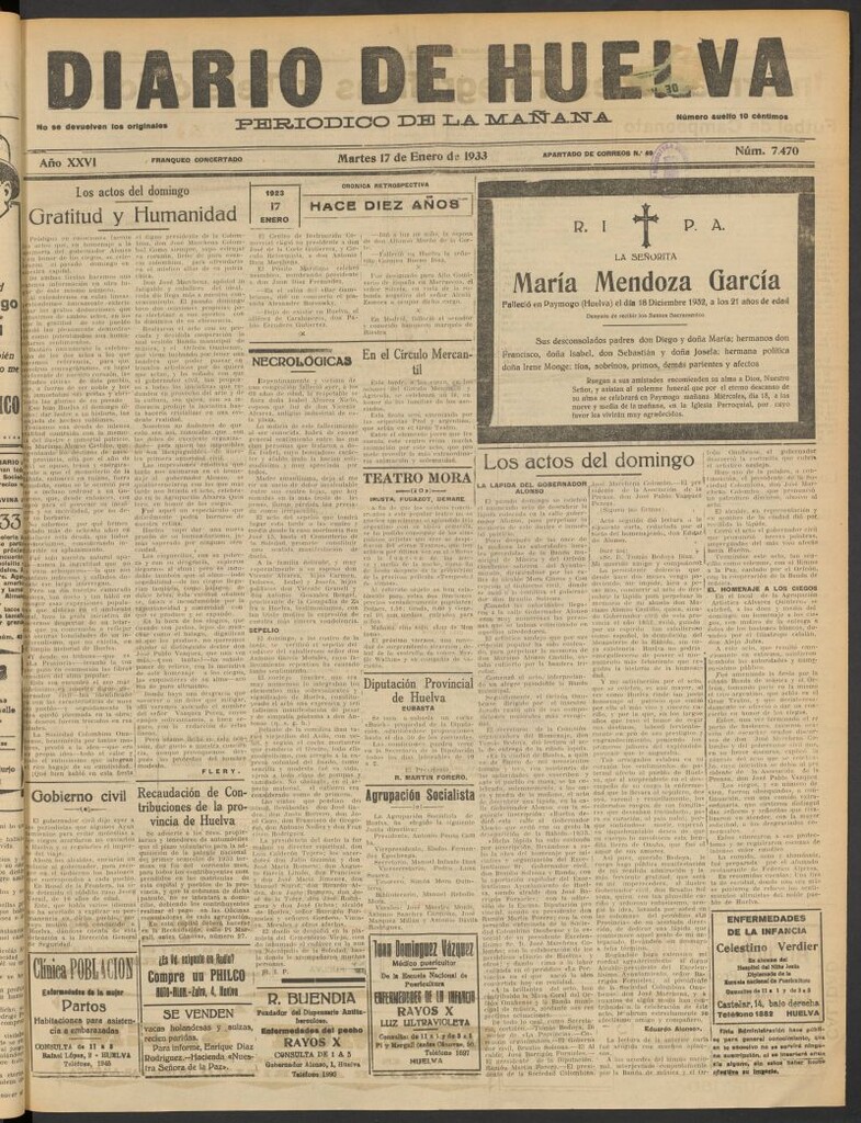 Miniatura de Diario de Huelva : periódico independiente del 17 de enero de 1933