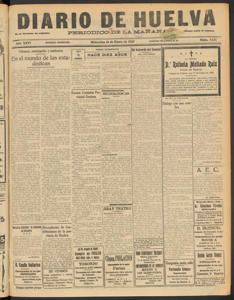 Miniatura de Diario de Huelva : periódico independiente del 18 de enero de 1933
