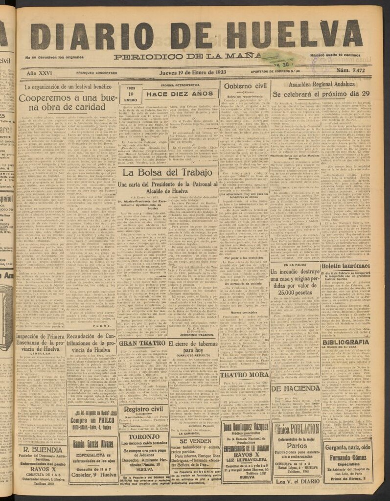 Miniatura de Diario de Huelva : periódico independiente del 19 de enero de 1933