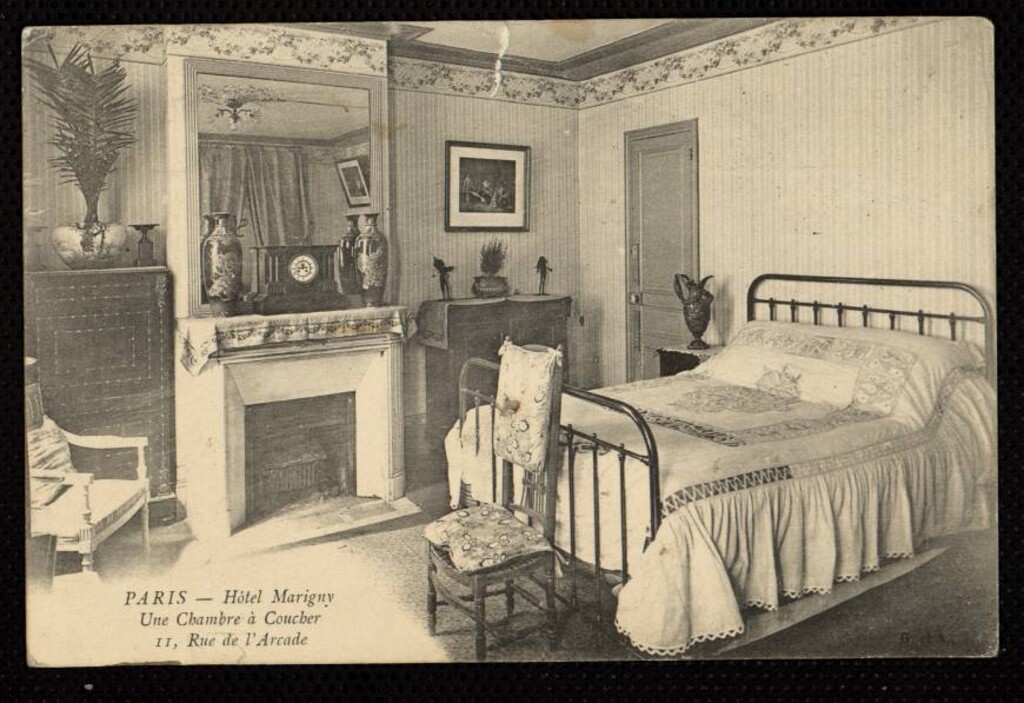 Miniatura de Paris. Hotel Marigny. Une chambre a coucher