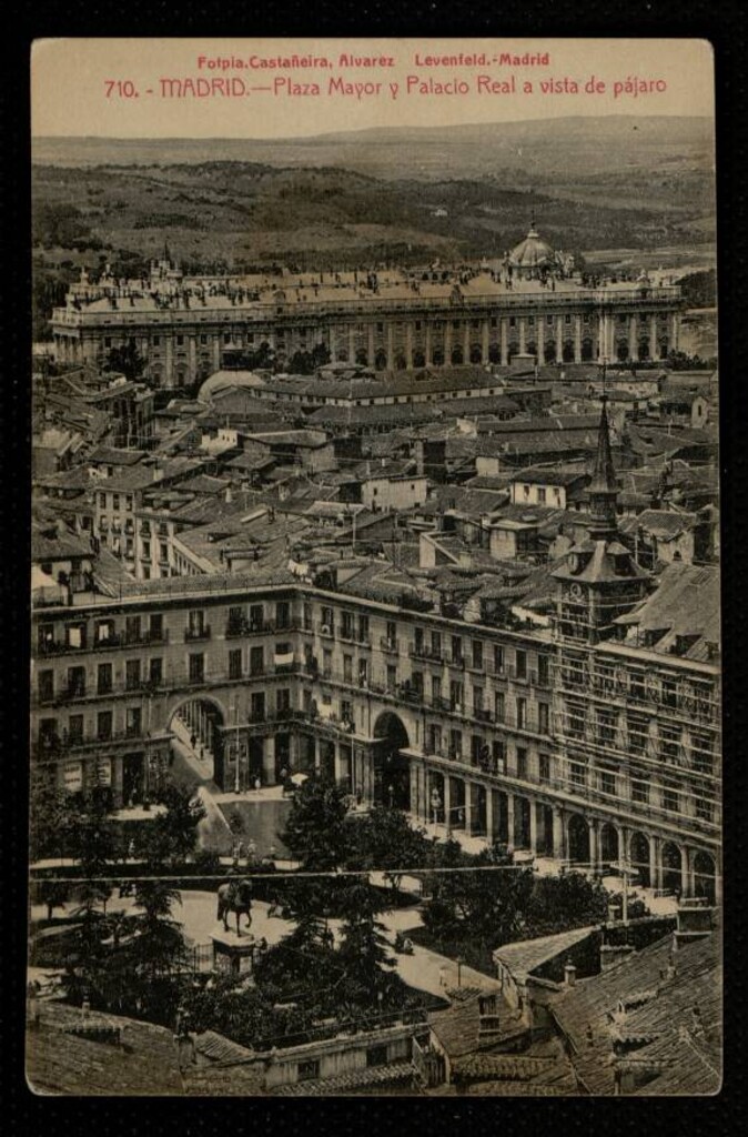 Miniatura de Plaza Mayor y Palacio Real a vista de pájaro