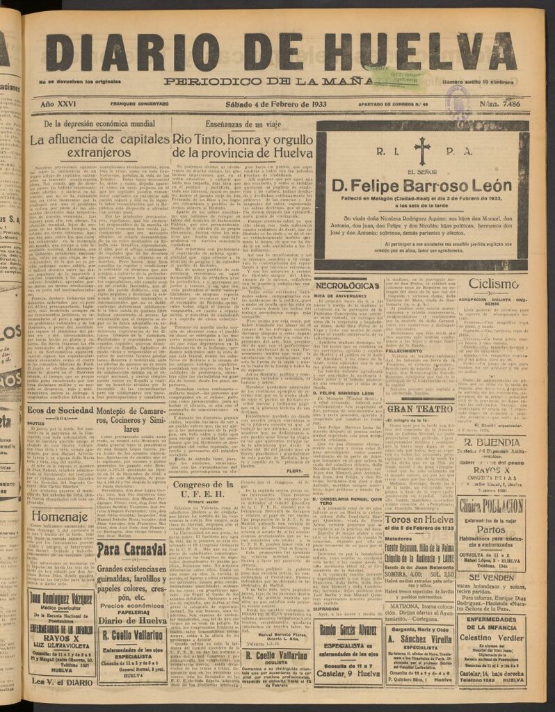 Miniatura de Diario de Huelva : periódico independiente del 4 de febrero de 1933