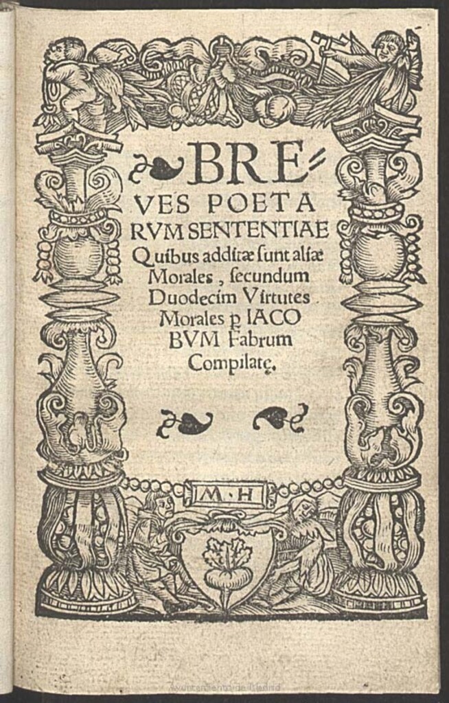 Miniatura de Breues poetarum sententiae: quibus additae sunt aliae Morales, secundum DuodecimVirtutes Morales