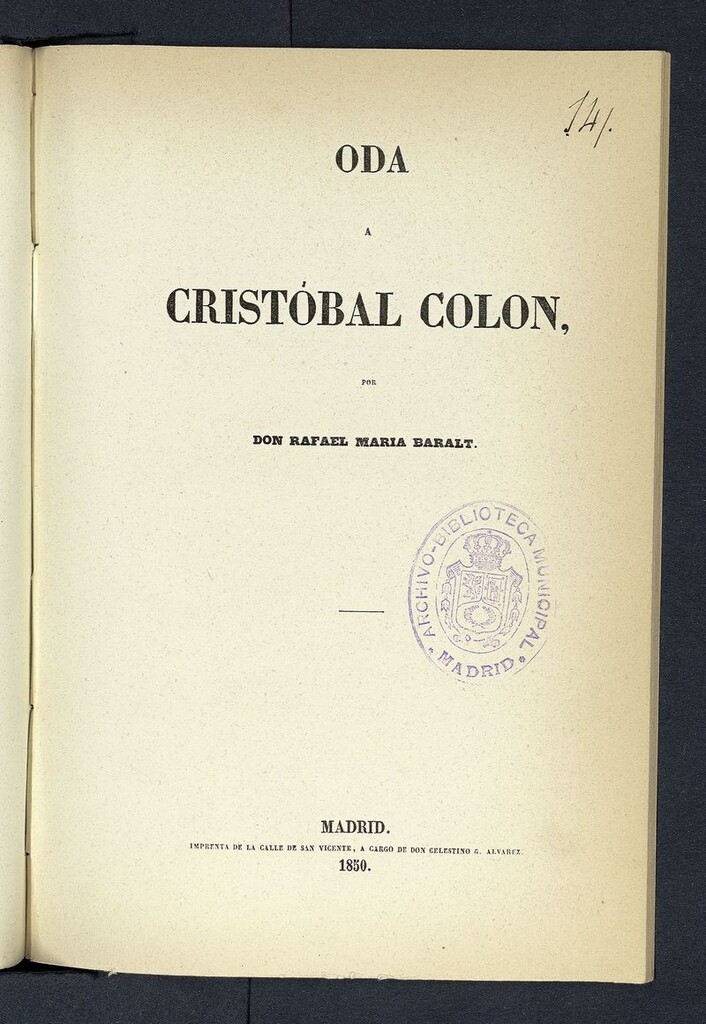 Miniatura de Oda a Cristóbal Colón