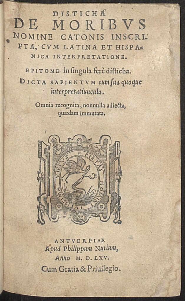 Miniatura de Disticha moralia. Latín-Español