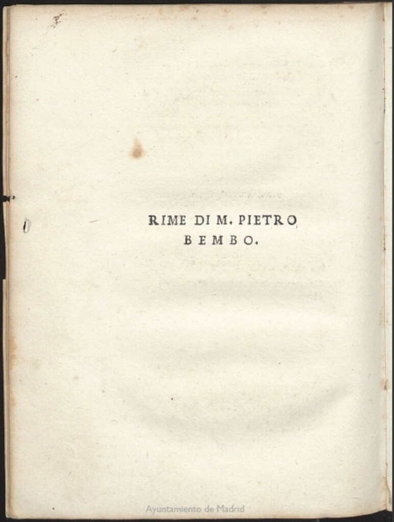 Miniatura de Rime di M. Pietro Bembo