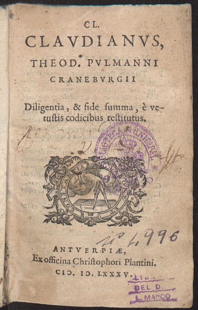 Miniatura de Cl. Claudianus, Theod. Pulmani Craneburgii