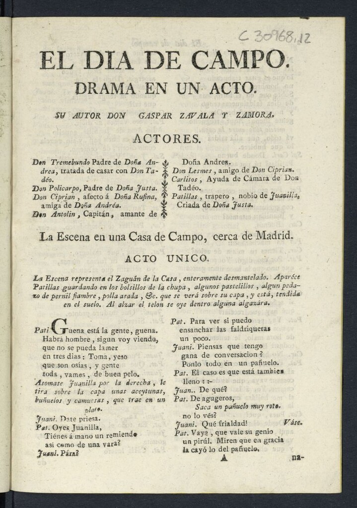 Miniatura de El día de campo : drama en un acto