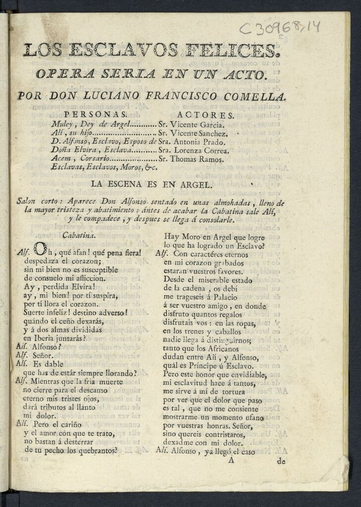 Miniatura de Los esclavos felices : opera seria en un acto