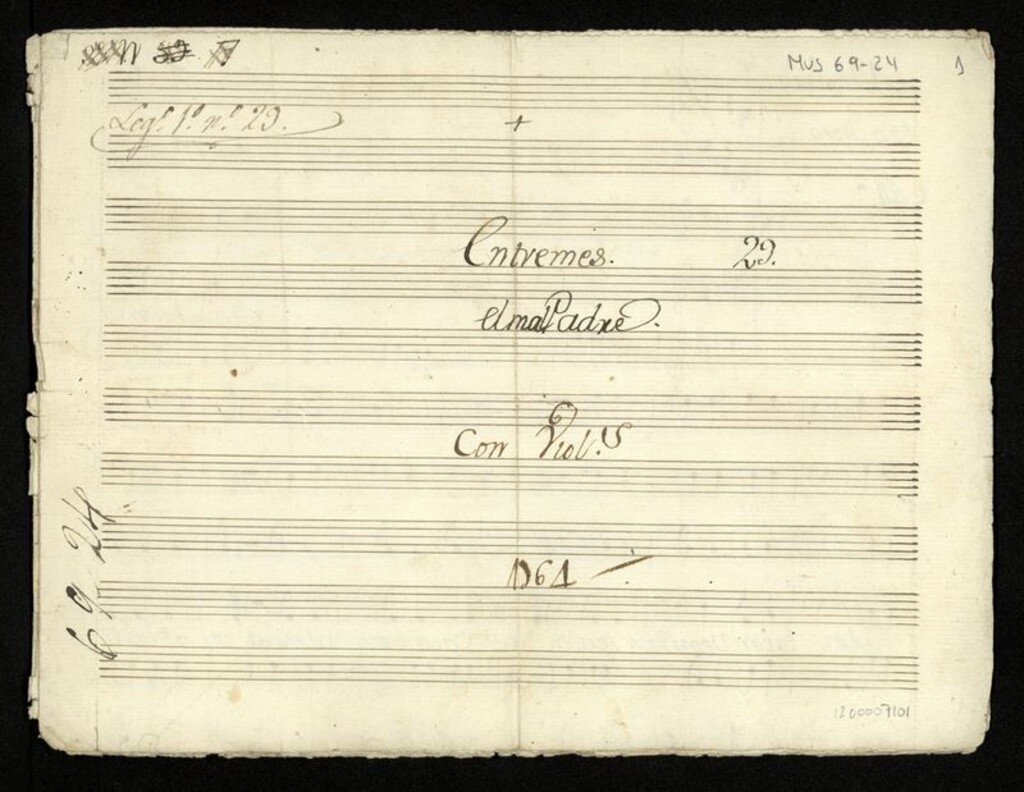 Miniatura de Entremés El mal padre : con violines [Música manuscrita]