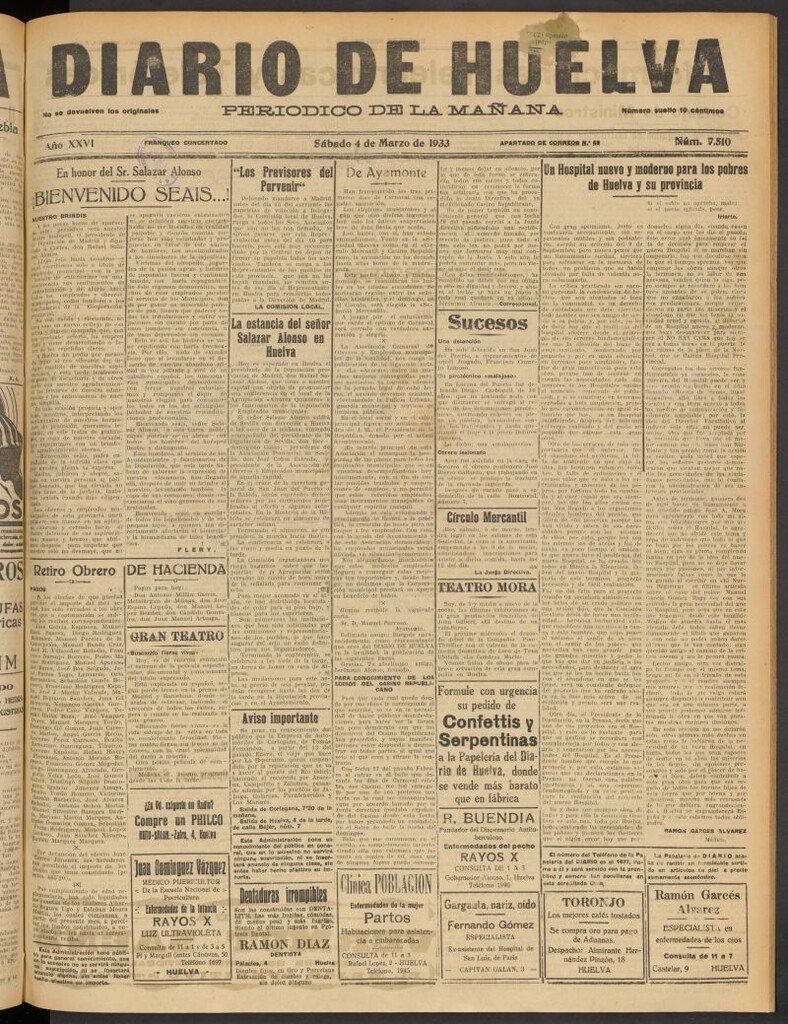 Miniatura de Diario de Huelva : periódico independiente del 4 de marzo de 1933