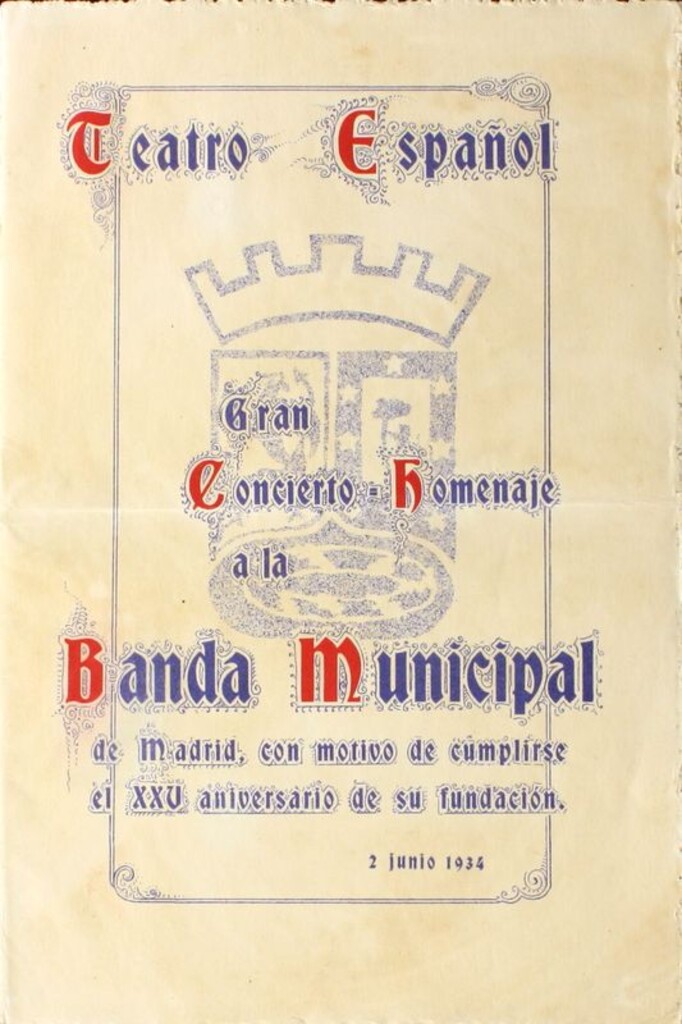 Miniatura de Programa del concierto homenaje a la Banda Municipal de Madrid con motivo del XXV aniversario de su fundación