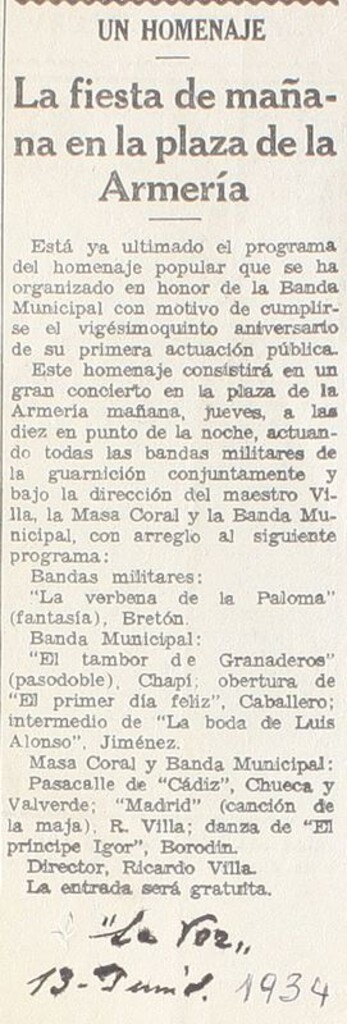 Miniatura de Un homenaje. La fiesta de mañana en la plaza de la Armería