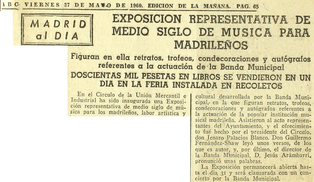 Miniatura de Exposición representativa de medio siglo de música para madrileños