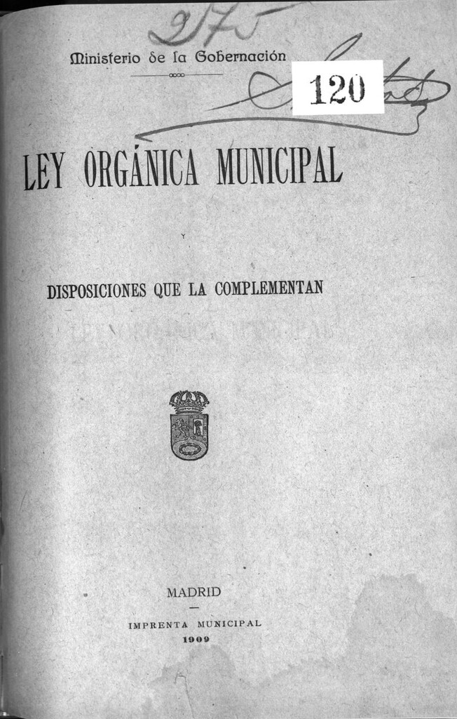 Miniatura de Ley orgánica municipal y disposiciones que la complementan