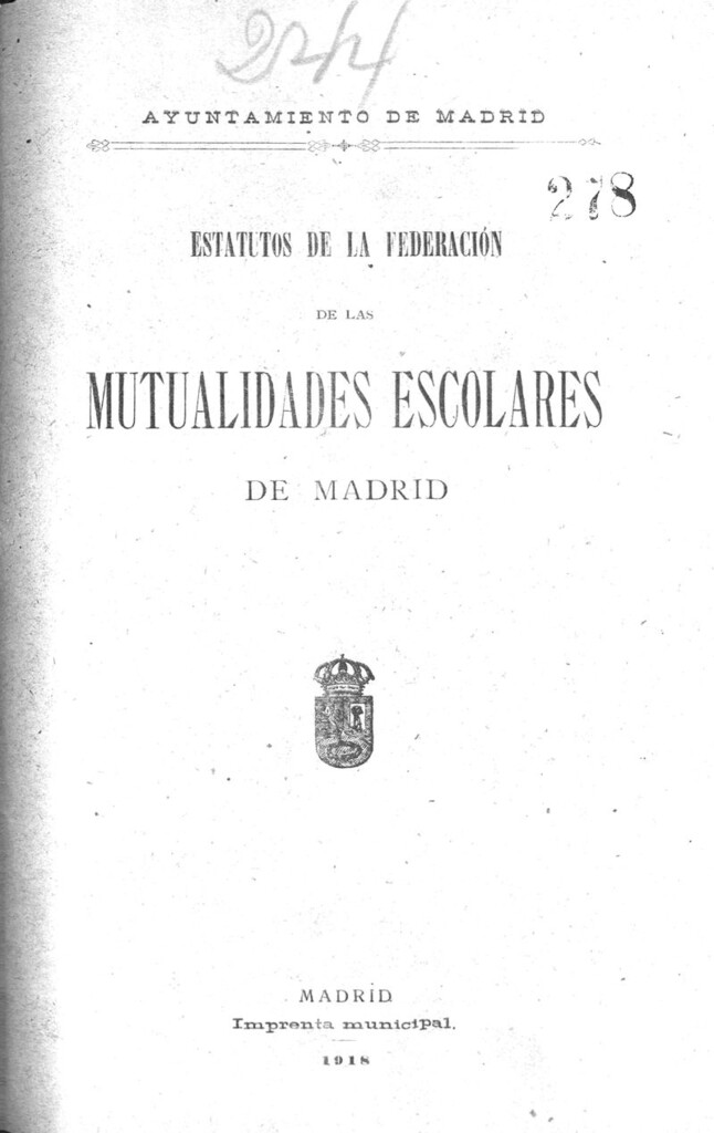 Miniatura de Estatutos de la Federación de las Mutualidades Escolares de Madrid
