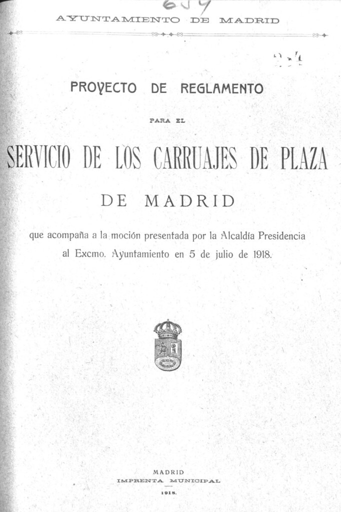 Miniatura de Reglamento para el servicio de los carruajes de plaza de Madrid