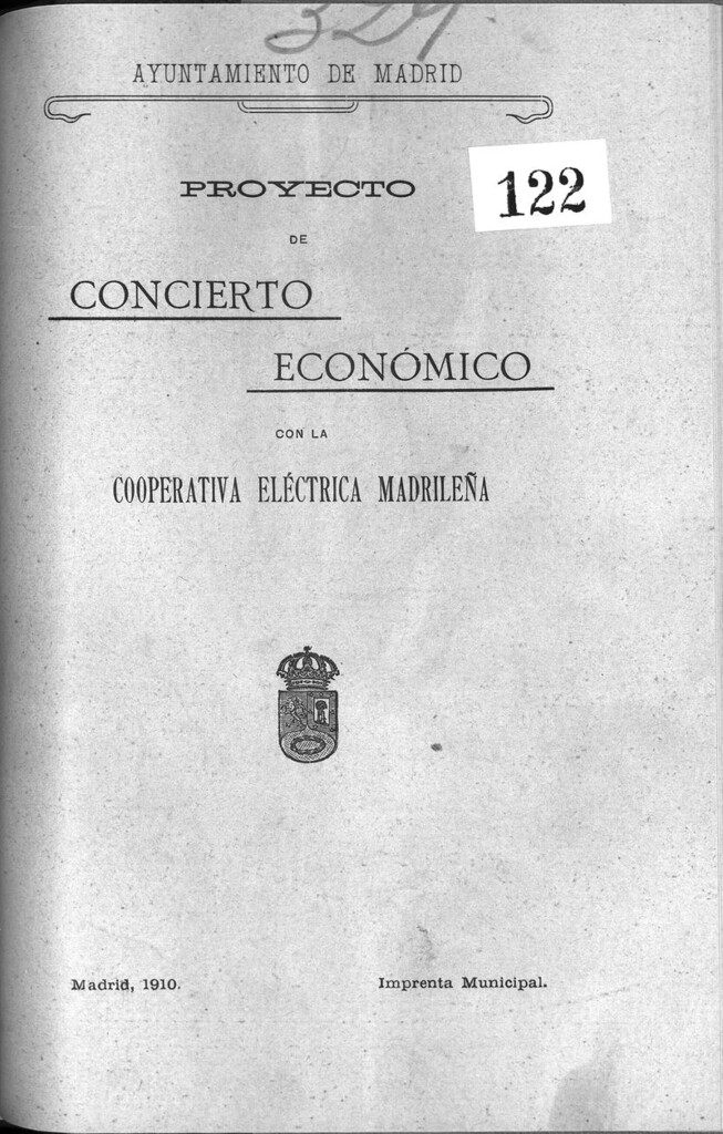 Miniatura de Proyecto de concierto económico con la Cooperativa Eléctrica Madrileña