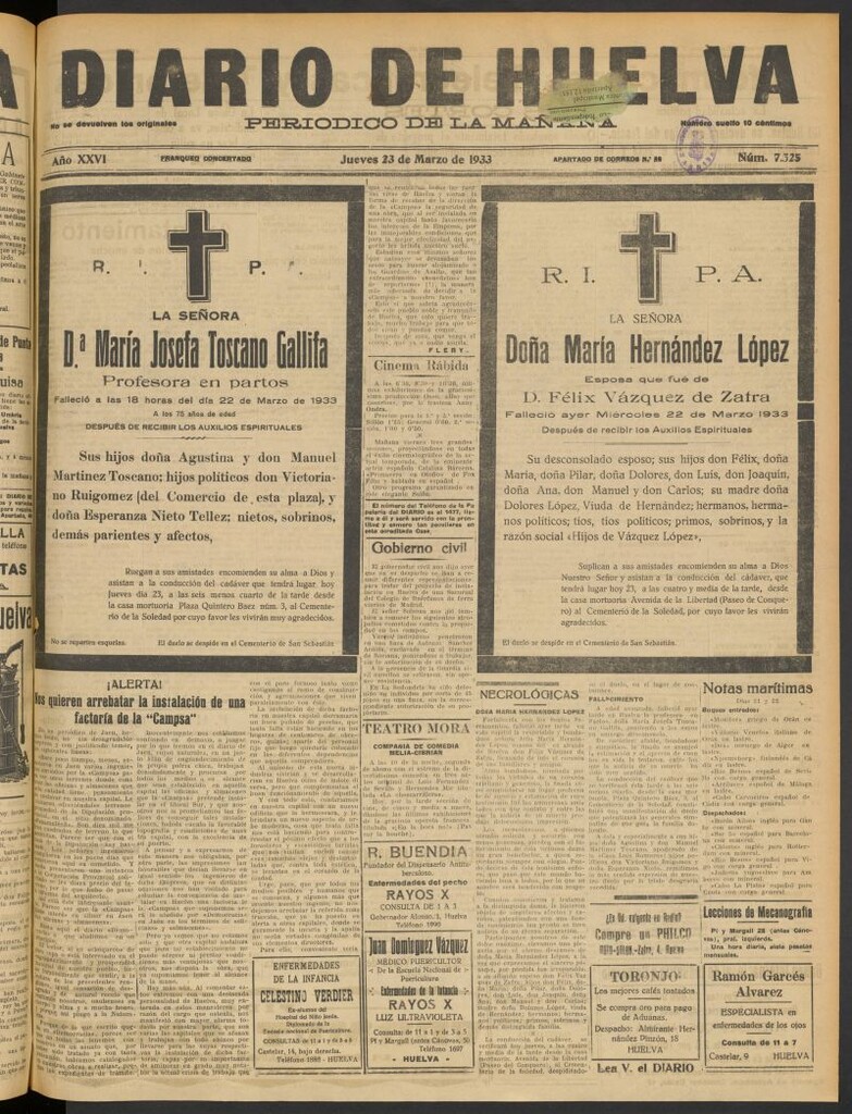 Miniatura de Diario de Huelva : periódico independiente del 23 de marzo de 1933