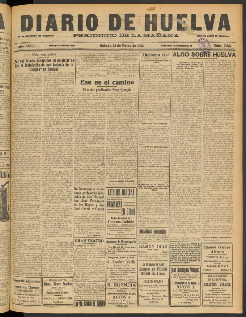 Miniatura de Diario de Huelva : periódico independiente del 25 de marzo de 1933