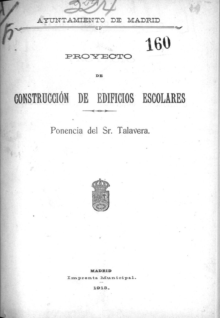 Miniatura de Proyecto de construcción de edificios escolares : Ponencia del Sr. Talavera