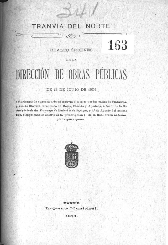 Miniatura de Reales Ordenes de la Dirección de Obras Públicas de 13 de junio de 1904