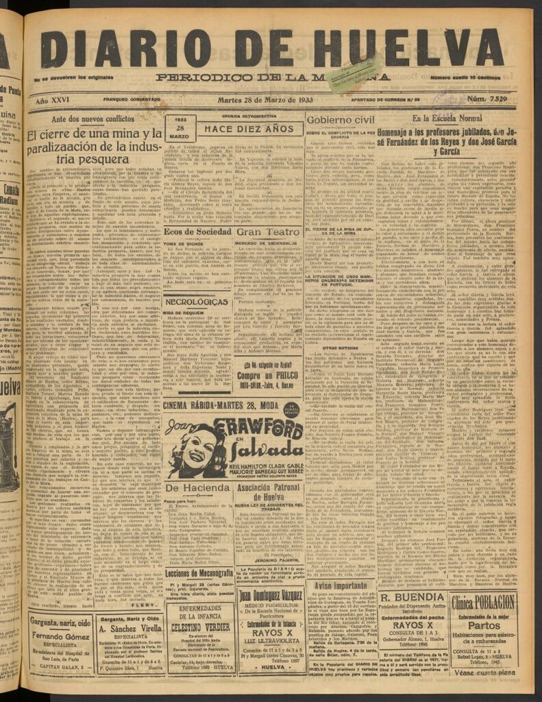 Miniatura de Diario de Huelva : periódico independiente del 28 de marzo de 1933