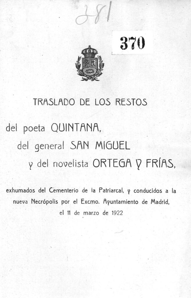 Miniatura de Traslado de los restos del poeta Quintana,del general San Miguel y del novelista Ortega y Frías